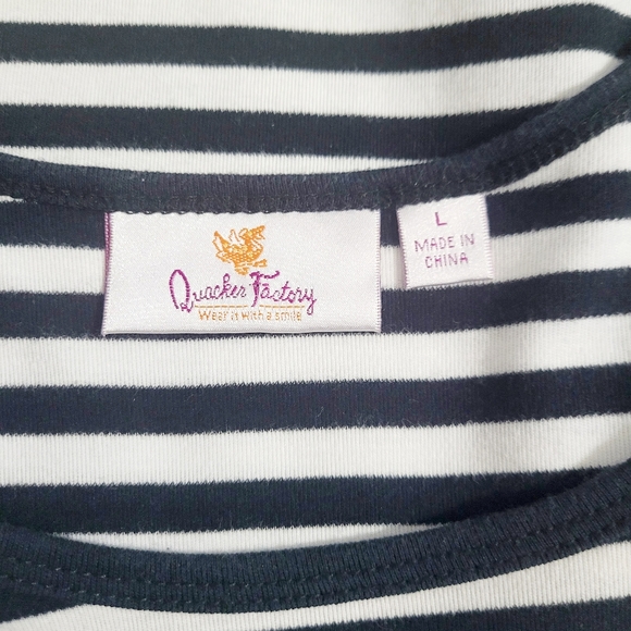 Quacker Factory Lobster Sequin Nautical Striped Top Women Size Large 3/4 Sleeve - Picture 10 of 11